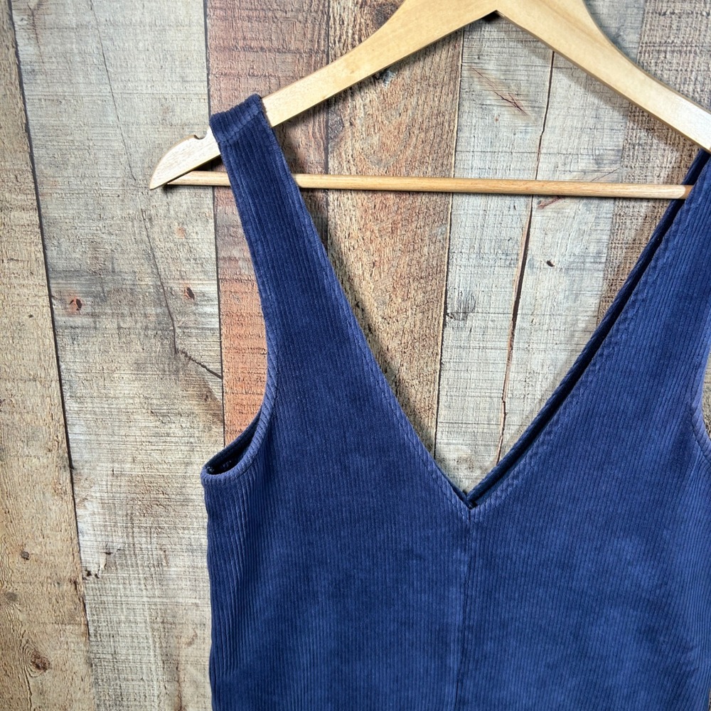 Marine Layer Navy Blue Organic Cotton Corduroy Millie Jumper Dress Medium M - Picture 4 of 7